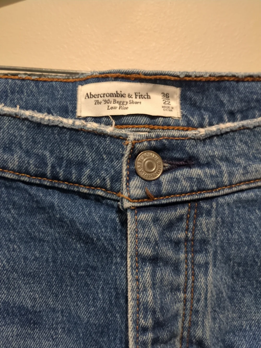 Abercrombie & Fitch The 90's Baggy Distressed Blue Denim Cutoff Shorts
